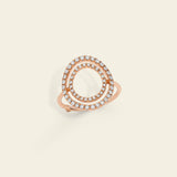 Double bubble ring with diamonds