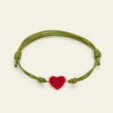 Cord Bracelet with Red Enameled Heart