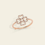 Wire four-leaf clover ring with diamonds