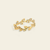 Flora Ring with gold leaves and diamonds