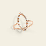 Navette ring in gold and diamonds