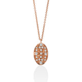 Necklace with engraved oval pendant and diamonds