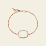 Chain bracelet with oval in gold and diamonds