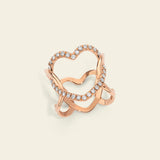 Round ring with gold hearts and diamonds