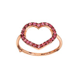 Ring with heart in gold and Pink sapphires