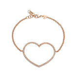 Chain bracelet with large heart and diamonds