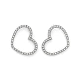 Stop-gap earrings with wire heart and diamonds