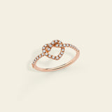 Ring with knotted heart and diamonds