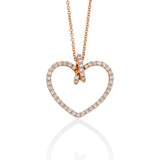 Necklace with knotted heart and white diamonds