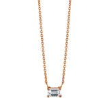 Necklace with emerald cut diamond