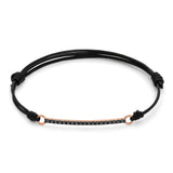 Cord bracelet with bar and black diamonds
