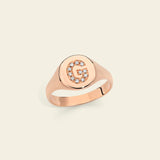 Signet ring with initial and diamonds