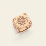 Square seal ring in gold and diamonds